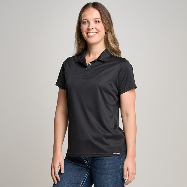 Womens Short Sleeve Active Polo Shirt- Black