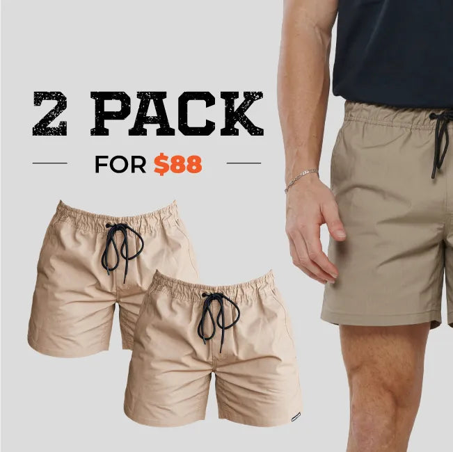 OBC TRADE WORK SHORTS 2 PACK KHAKI