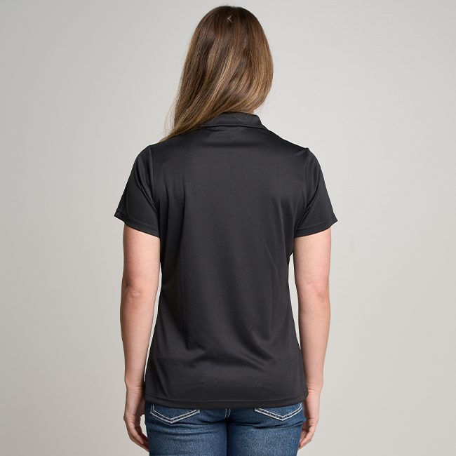 Womens Short Sleeve Active Polo Shirt- Black