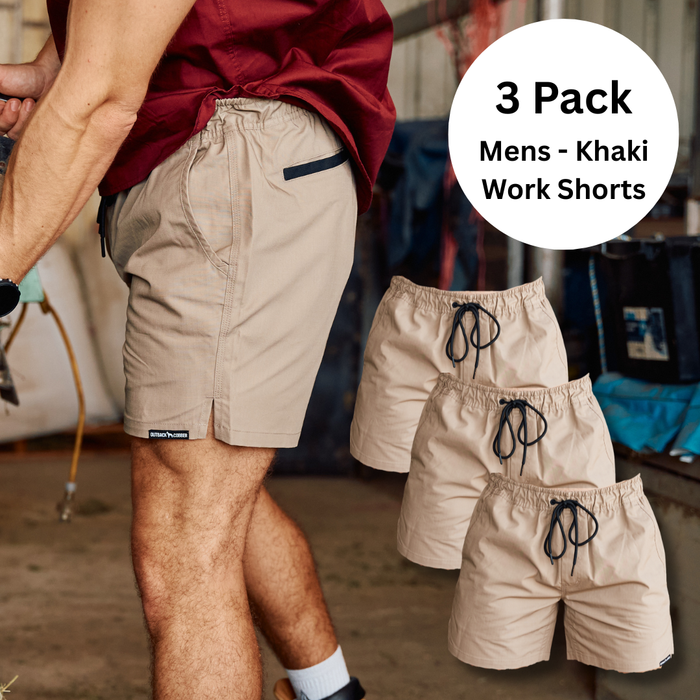 OBC TRADIE WORK SHORTS 3PACK KHAKI