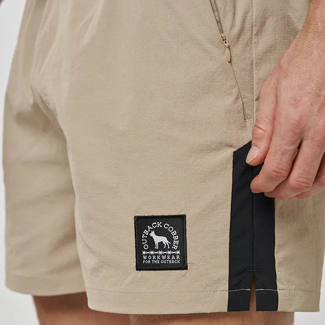 OBC ACTIVE STRETCH RIP STOP WORK SHORTS  -KHAKI