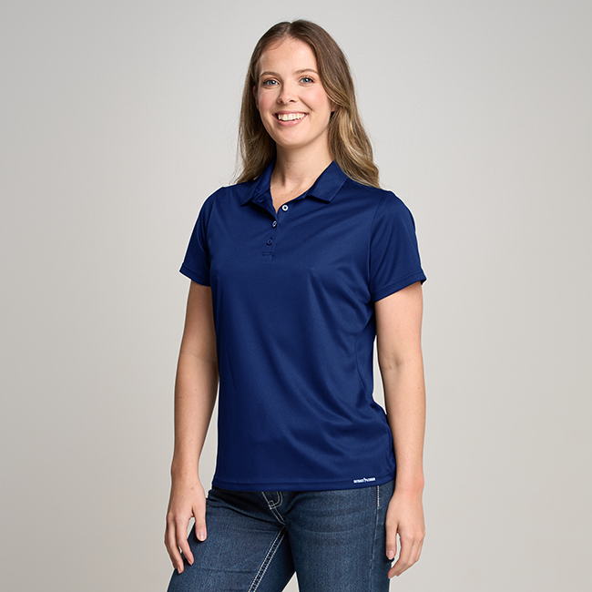 Womens Short Sleeve Active Polo Shirt- Navy