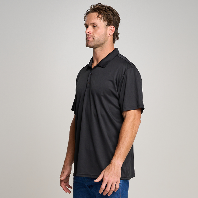 Mens Short Sleeve Active Polo Shirt- Black