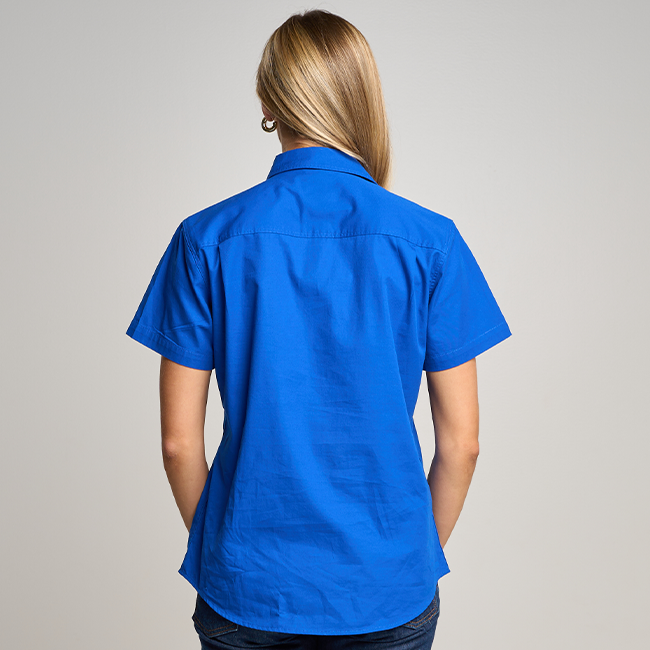 SOMERSET | Womens Half Button Short Sleeve Work Shirt - Royal