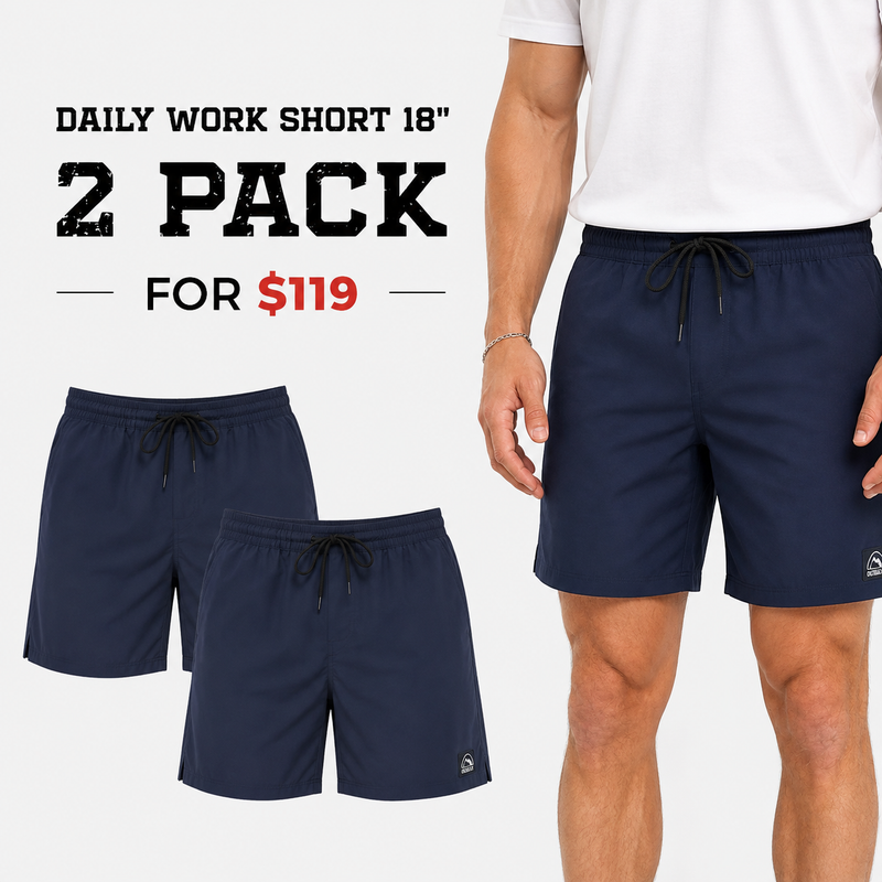 2 Pack - OBC Daily Work Shorts 18" Navy