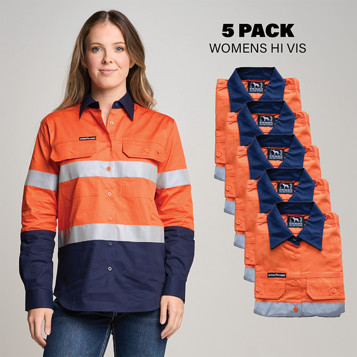 WOMENS TRADIE 5 PACK ORANGE/NAVY
