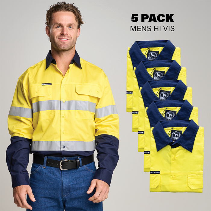 MENS TRADIE 5 PACK YELLOW/NAVY