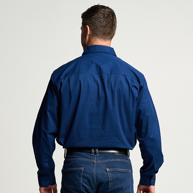 KILCOY | Mens Half Button Long Sleeve Work Shirt - Navy