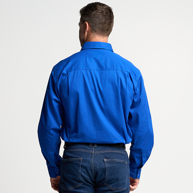 KILCOY | Mens Half Button Long Sleeve Work Shirt - Royal