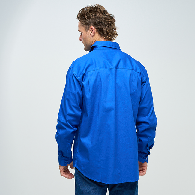 ESK | Mens Full Button Long Sleeve Work Shirt - Royal