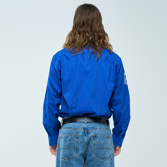 MURRAY | Mens Half Button Long Sleeve Work Shirt - Royal