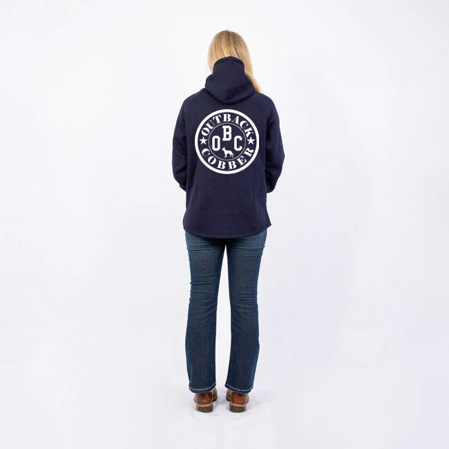 SHEARERS ZIP POCKET WOMENS HOODIE - NAVY