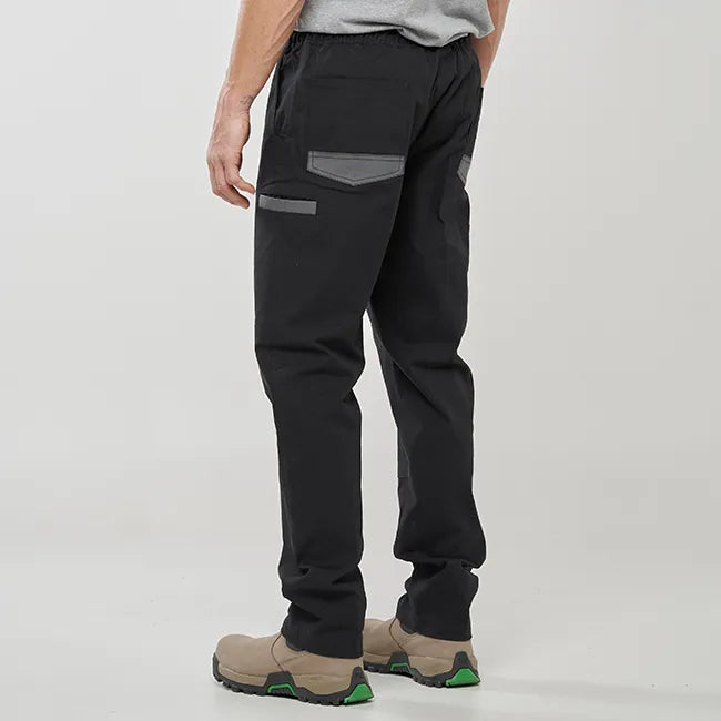 OBC ELASTIC WAIST WORK PANTS - BLACK