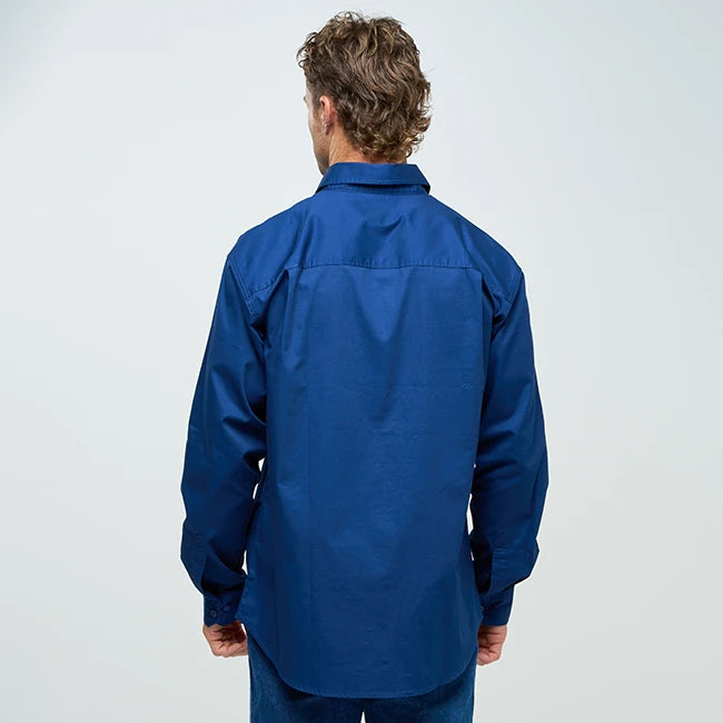 ESK | Mens Full Button Long Sleeve Work Shirt - Navy