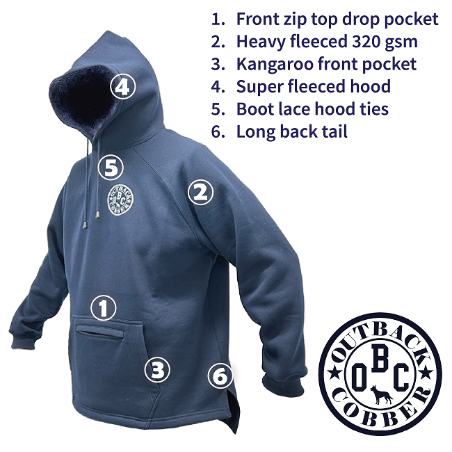 SHEARERS ZIP POCKET MENS HOODIE - BLACK