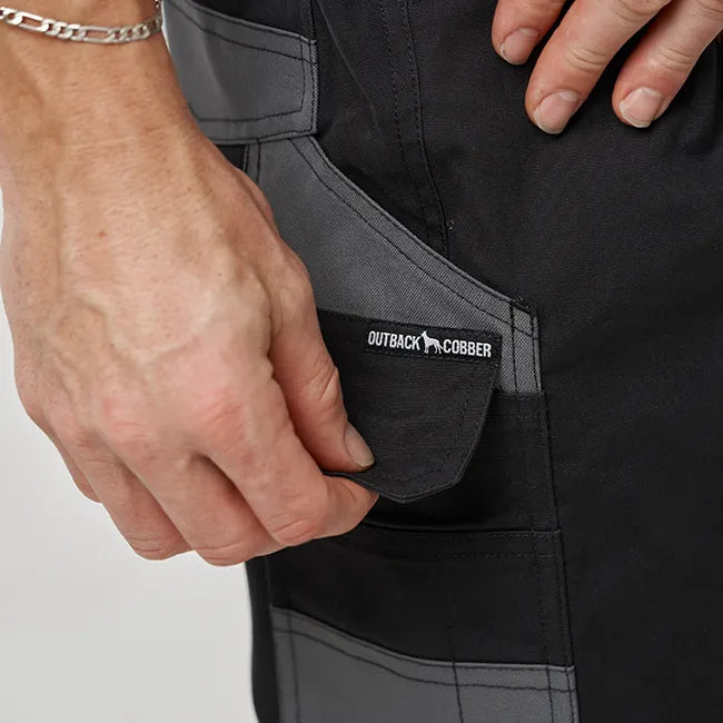 OBC ELASTIC WAIST WORK PANTS - BLACK