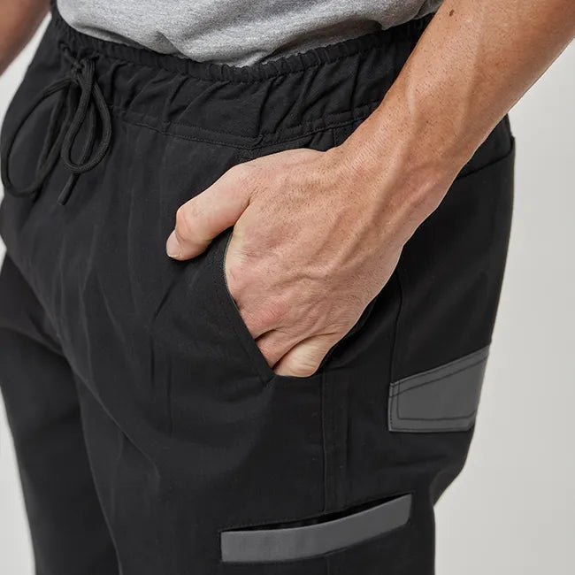 OBC ELASTIC WAIST WORK PANTS - BLACK