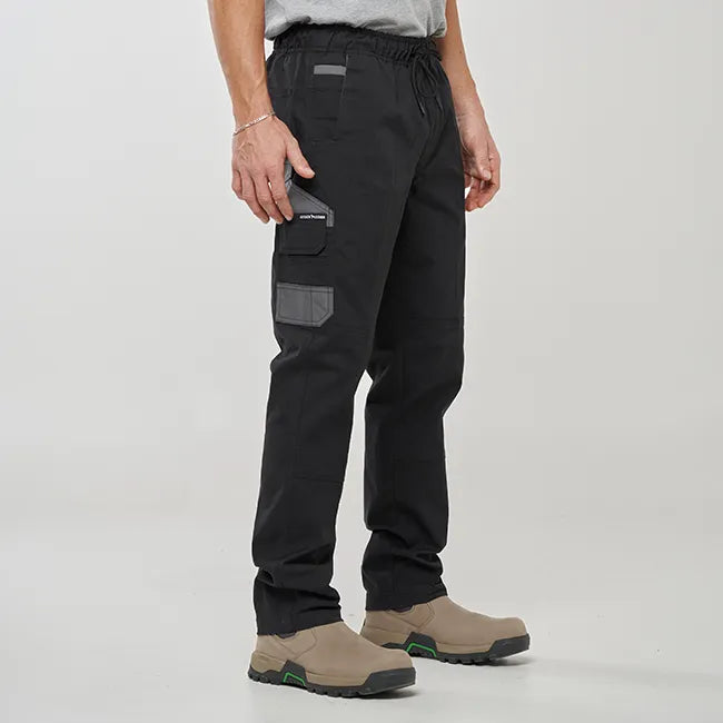 OBC ELASTIC WAIST WORK PANTS - BLACK