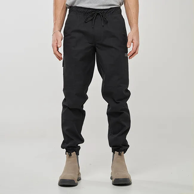 OBC ELASTIC WAIST CUFFED WORK PANTS - BLACK