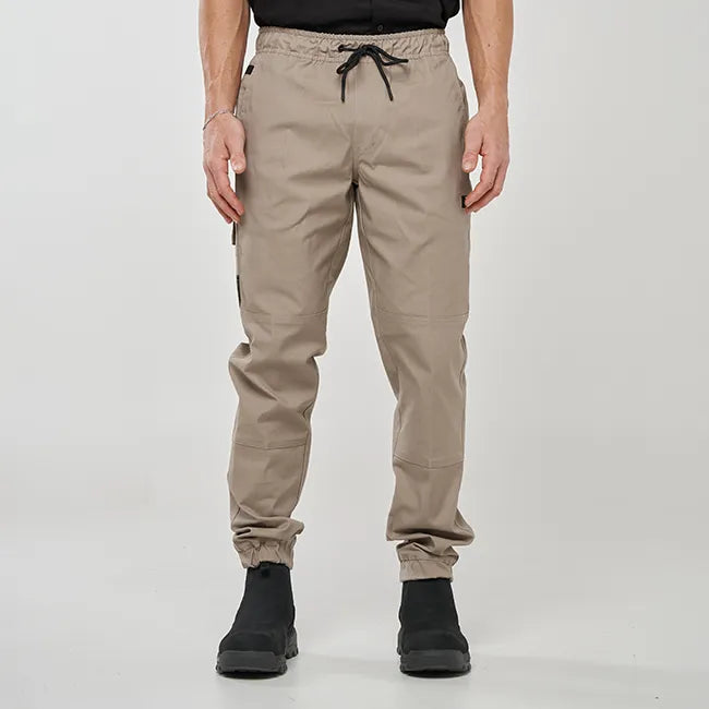 OBC ELASTIC WAIST CUFFED WORK PANTS - KHAKI