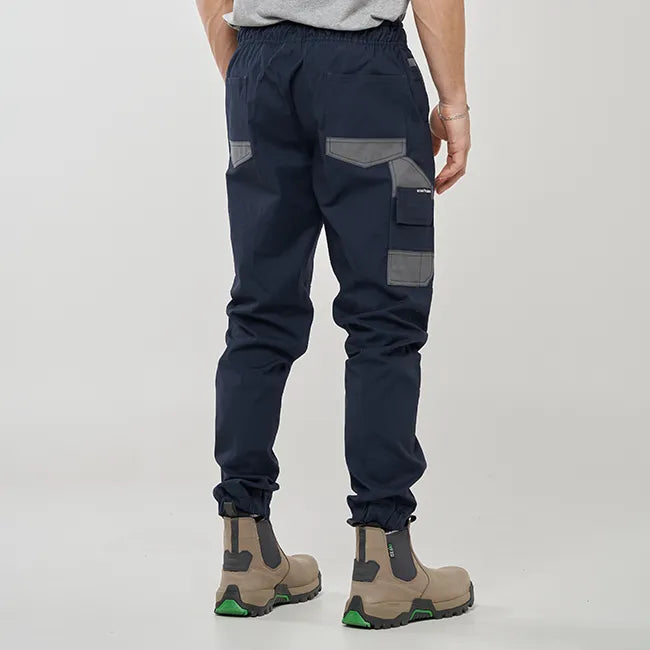 OBC ELASTIC WAIST CUFFED WORK PANTS - NAVY