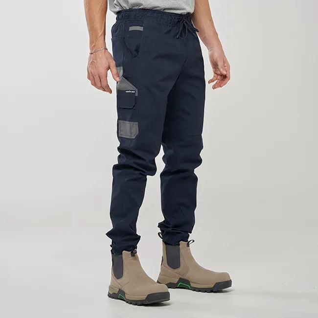 OBC ELASTIC WAIST CUFFED WORK PANTS - NAVY