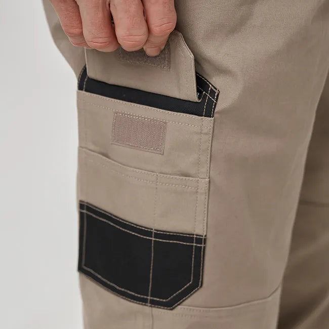 OBC ELASTIC WAIST WORK PANTS - KHAKI