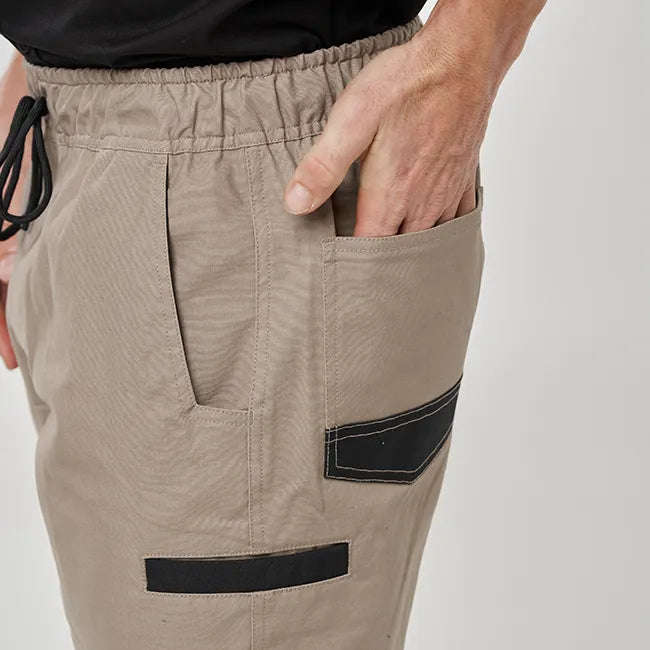 OBC ELASTIC WAIST WORK PANTS - KHAKI