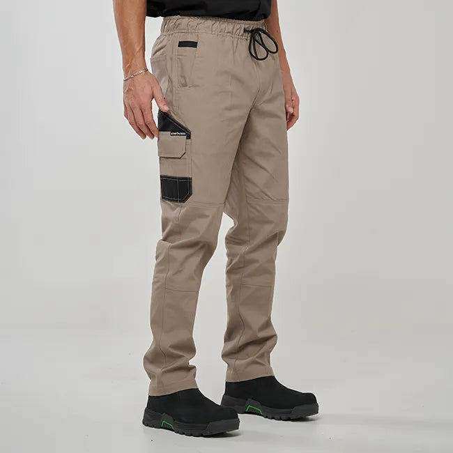 OBC ELASTIC WAIST WORK PANTS - KHAKI
