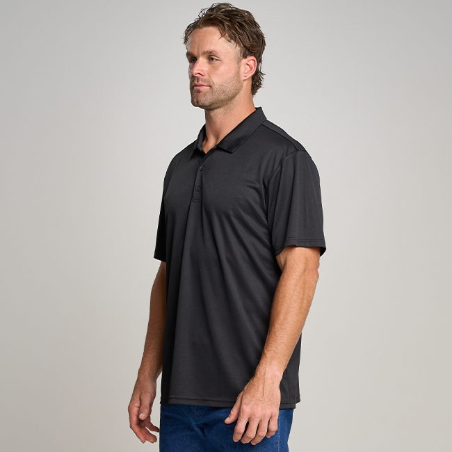 Mens Short Sleeve Active Polo Shirt- Black