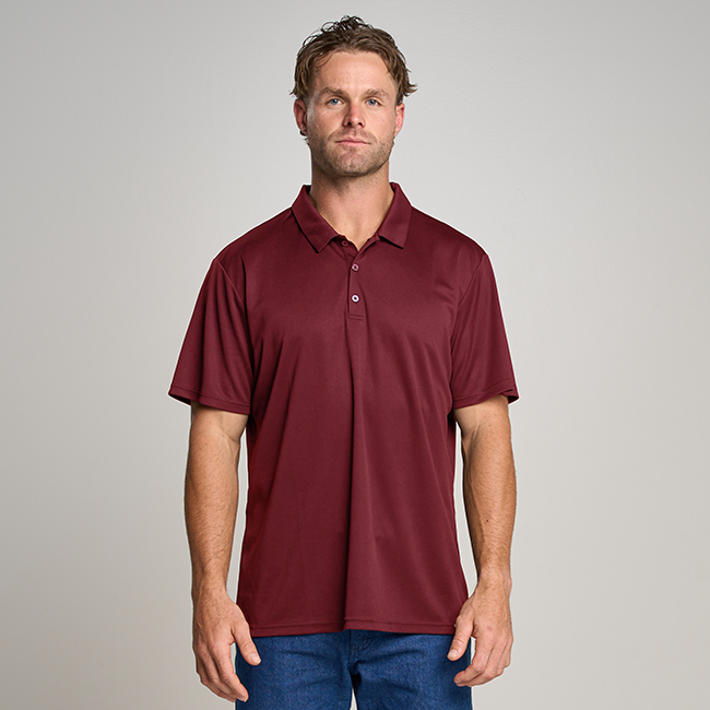 MENS S/S ACTIVE POLO SHIRT - BURGUNDY