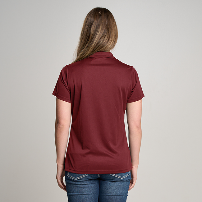 Womens Short Sleeve Active Polo Shirt - Burgundy
